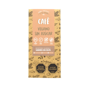 CHOCOLATE 55% CACAO CAFÉ VEGANO SIN GLUTEN SIN AZÚCAR, SIN CULPA – 80 g