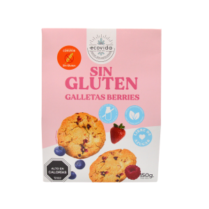 GALLETAS BERRIES SIN GLUTEN SIN LACTOSA, ECOVIDA 150 g