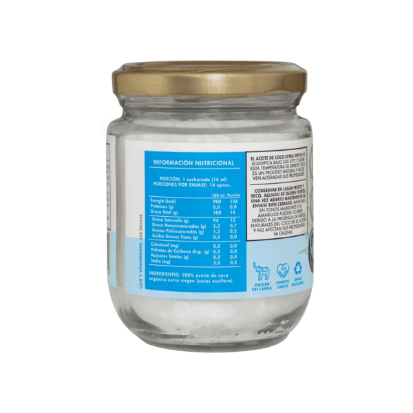 ACEITE DE COCO ORGÁNICO, MANARE - 200 ml