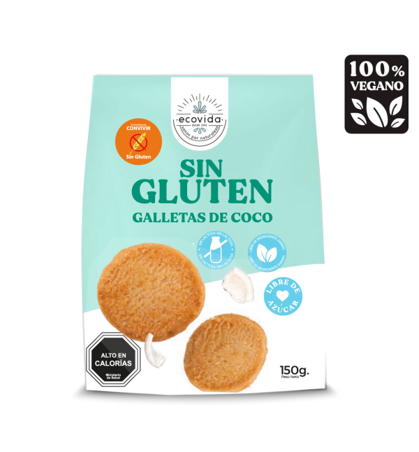 GALLETAS COCO - SIN GLUTEN - SIN LACTOSA, ECOVIDA 150 G