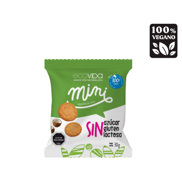 GALLETAS MINI COCO - SIN AZÚCAR - SIN GLUTEN, ECOVIDA 30 G