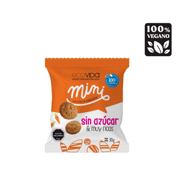 GALLETAS MINI ZANAHORIA - SIN AZUCAR, ECOVIDA 30 G