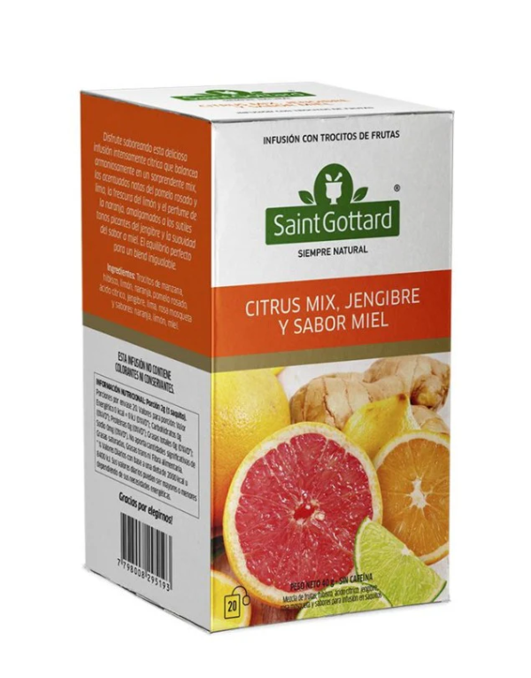 INFUSIÓN CITRUS MIX GINGER MIEL, SAINT GOTTARD 20 BOLSITAS