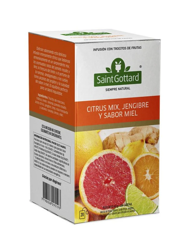 INFUSIÓN CITRUS MIX GINGER MIEL, SAINT GOTTARD 20 BOLSITAS