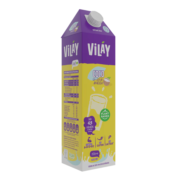 LECHE DE COCO LÍQUIDA SIN AZÚCAR, VILAY - 1 Lt