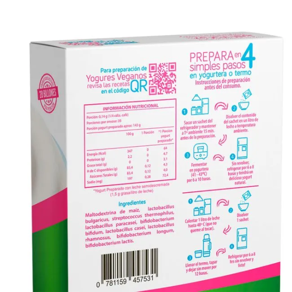 CULTIVO LÁCTICO POLVO YOGUSTART PRO8 PROBIOTICS PARA YOGURT 5 UN.