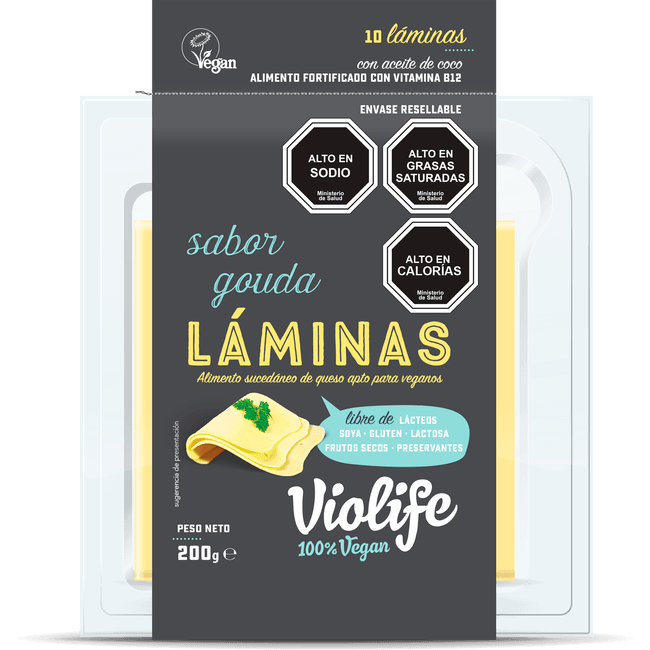 SUSTITUTO VEGANO DE QUESO GAUDA, VIOLIFE LAMINADO 200 G