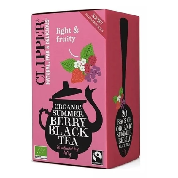 TÉ NEGRO ORGÁNICO CON BERRIES, CLIPPER 20 BOLSAS