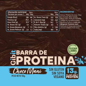 BARRA DE PROTEÍNA CHOCO MANí, GIBIT 45 g