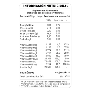 PROBIÓTICOS + COMPLEJO B NUP! 30 CÁPSULAS