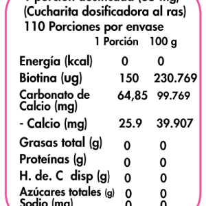 BIOTINA DULZURA NATURAL – 110 PORCIONES