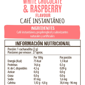 CAFE WHITE CHOC RASPBERRY SIN GLUTEN BEANIES 55 G