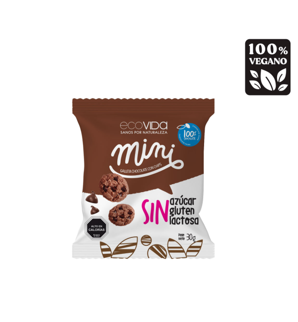 GALLETAS MINI CHOC CHIPS SIN AZUCAR SIN GLUTEN, ECOVIDA 30 g