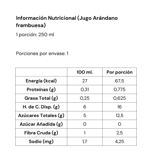 JUGO ARANDANO FRAMBUESA BERRYSUR 250 CC