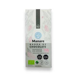 CHOCOLATE ORGÁNICO SIN AZÚCAR 79% CACAO, MANARE 100 g