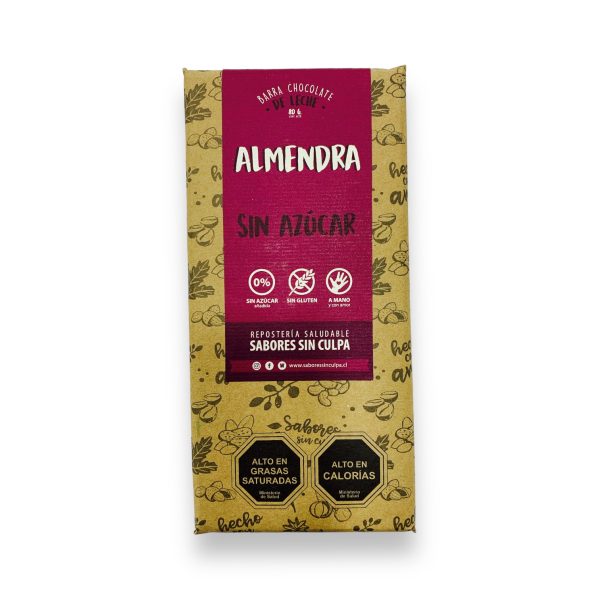 CHOCOLATE LECHE ALMENDRA - SIN GLUTEN - SIN AZÚCAR, SIN CULPA 80 G