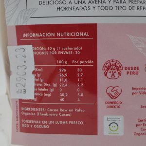 CACAO EN POLVO ORGÁNICO, MANARE 200 g