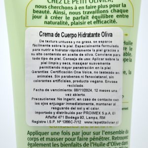 CREMA CORPORAL NUTRITIVA ACEITE OLIVA, LE PETIT 250 ml