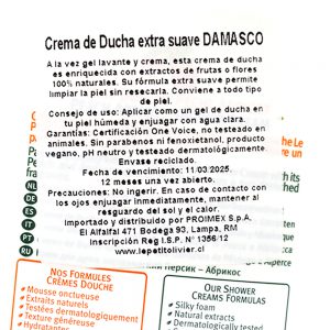 CREMA DE DUCHA DAMASCO EXTRA SUAVE, LE PETIT 250 ml