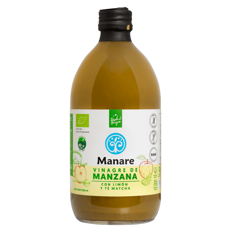 VINAGRE DE MANZANA MATCHA LIMÓN ORGÁNICO, MANARE 500 ML