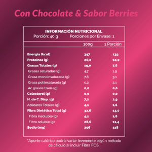 BARRA KETO CHOCOLATE BERRIES, GRANOLIN 40 g