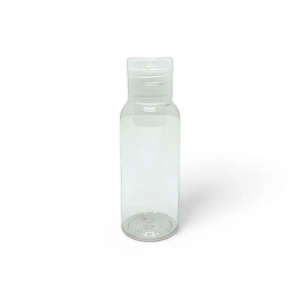 BOTELLA REDONDA TRANSP. C/TAPA FLIP TOP (E15) – 50 ml