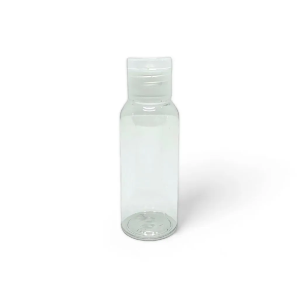 BOTELLA REDONDA TRANSP. C/TAPA FLIP TOP (E15) - 50 ml