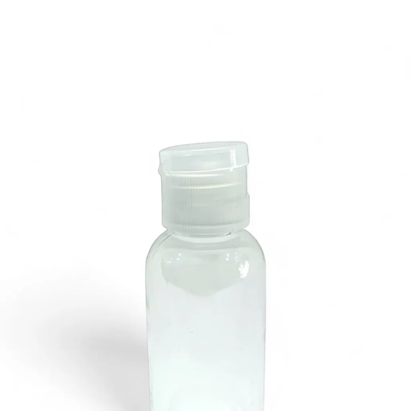 BOTELLA REDONDA TRANSP. C/TAPA FLIP TOP (E15) - 50 ml