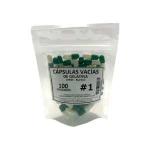 CÁPSULAS GELATINA VACÍAS #1 (VERDE-BLANCO) – 100 un