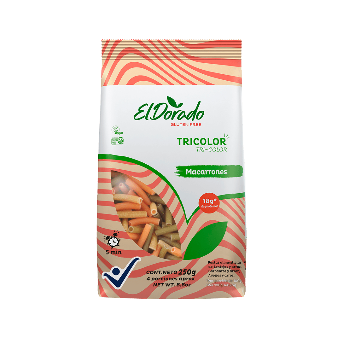 PASTA TRICOLOR MACARRONES, EL DORADO 250 g