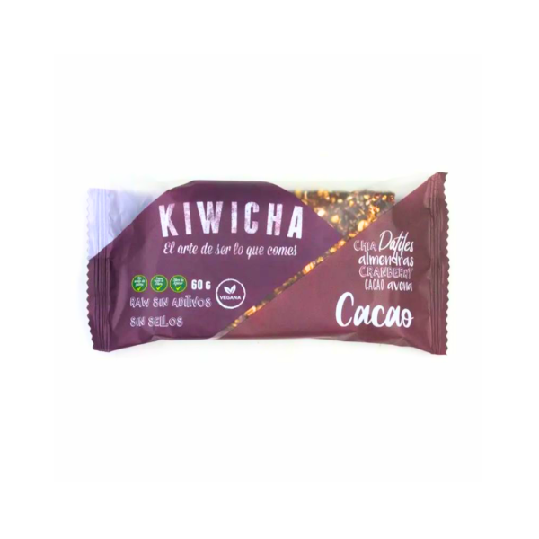 BARRA DE CEREAL AMARANTO CACAO SIN AZUCAR Y VEGANA, KIWICHA