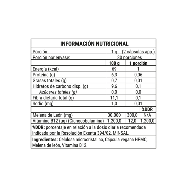 MELENA DE LEÓN CÁPSULAS VEGANAS - 60 un