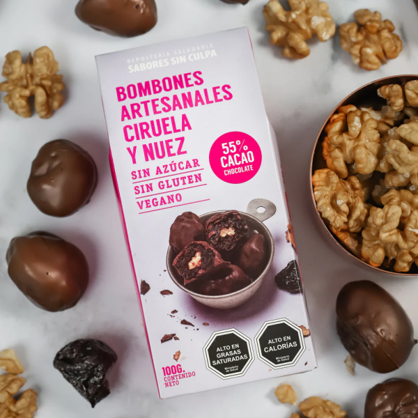 BOMBONES CIRUELA NUEZ SIN AZÚCAR SIN GLUTEN, SIN CULPA 100 g