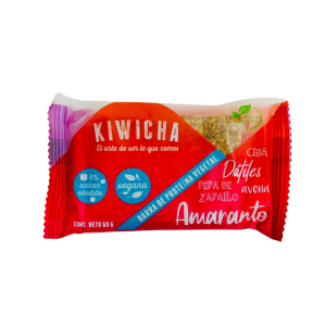 BARRA DE CEREAL AMARANTO – SIN AZÚCAR Y VEGANA, KIWICHA 60 G