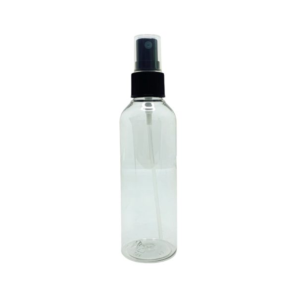 BOTELLA REDONDA CON SPRAY NEGRO (E185) - 100 ml