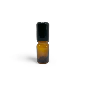 ROLL ON VIDRIO ÁMBAR + BOLITA DE ACERO Y TAPA NEGRA – 5 ml (E144)