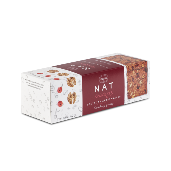 TOSTADAS ARTESANALES CRAMBERRIES Y NUEZ, NAT 160 g