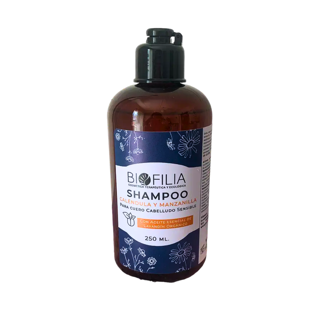 SHAMPOO CALÉNDULA Y MANZANILLA, BIOFILIA 250 ml