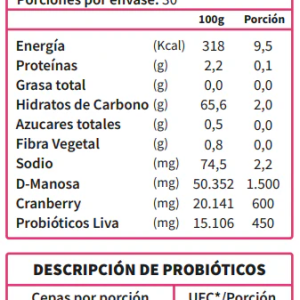 D-MANOSA + CRANBERRIES + PROBIÓTICOS, ORTOMOLECULAR 30 CÁPSULAS